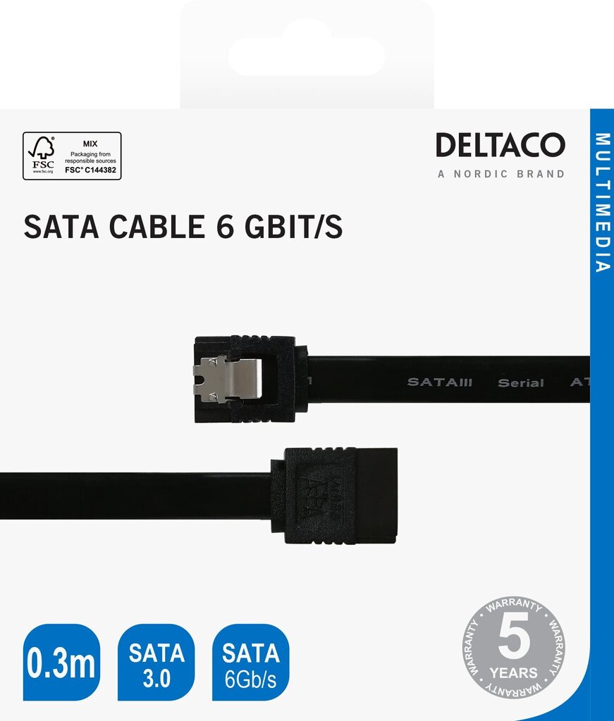 Deltaco SATA-1000-K, SATA, 0.3 m цена и информация | Kabeļi un vadi | 220.lv