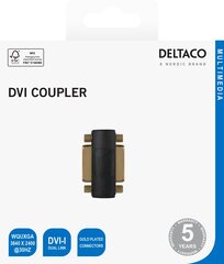 Deltaco DVI-I Dual Link adapteris, female - female, 1080p 60Hz, melns цена и информация | Кабели и провода | 220.lv