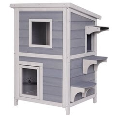 Кошачий домик со складной крышей, 56x52x82 см, серый/белый цвет цена и информация | Лежаки, домики | 220.lv