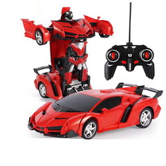 Transformējams automobilis-robots 2in1 ar tālvadības pulti, sarkans цена и информация | Конструктор автомобилей игрушки для мальчиков | 220.lv