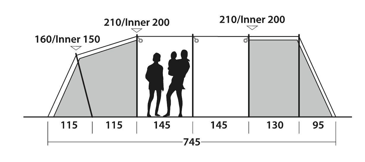 Telts Outwell Winwood 8, tumši zaļa cena un informācija | Teltis | 220.lv