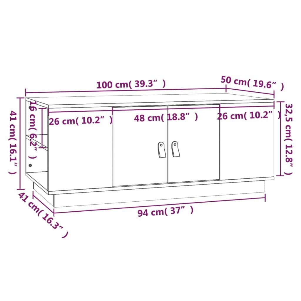 Kafijas galdiņš vidaXL (100x55x35 cm), pelēks цена и информация | Žurnālgaldiņi | 220.lv