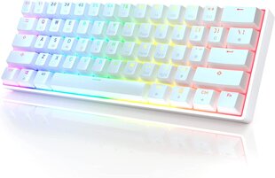 Mehāniskā spēļu tastatūra HK Gaming GK61, Gateron Optical Blue slēdži, QWERTY, balta cena un informācija | Klaviatūras | 220.lv