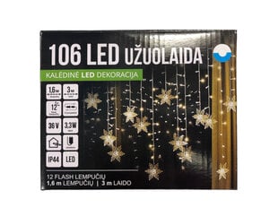 Garland - loga aizkars Snowflakes, 106LED/ 160cm x 100cm, krāsa: zila, vēsi balta (317) 7549 цена и информация | Гирлянды | 220.lv