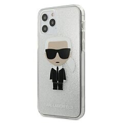 Karl Lagerfeld Iconik Glitter maciņš, piemērots iPhone 12 Pro Max, sudrabains cena un informācija | Telefonu vāciņi, maciņi | 220.lv