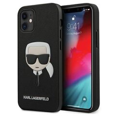 Karl Lagerfeld Saffiano Ikonik Karl's Head для iPhone 12 Mini, черный цена и информация | Чехлы для телефонов | 220.lv