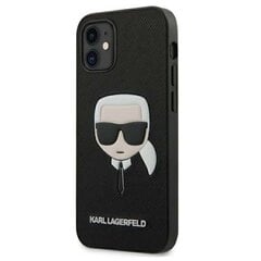 Karl Lagerfeld Saffiano Ikonik piemērots iPhone 12, melns cena un informācija | Telefonu vāciņi, maciņi | 220.lv