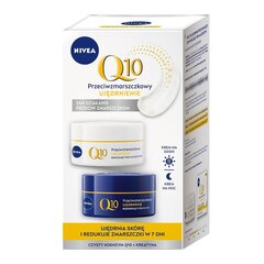 Набор Nivea Q10: укрепляющий дневной крем против морщин, 50 мл + укрепляющий ночной крем против морщин, 50 мл цена и информация | Наносите на чистую кожу лица. Подержите около 10-15 минут и смойте водой. | 220.lv