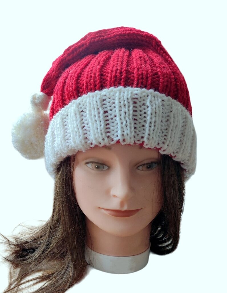 Ziemassvētku cepure / rūķu cepure rokām adīta no mīksta akrila bērniem cena un informācija | Cepures, cimdi, šalles meitenēm | 220.lv