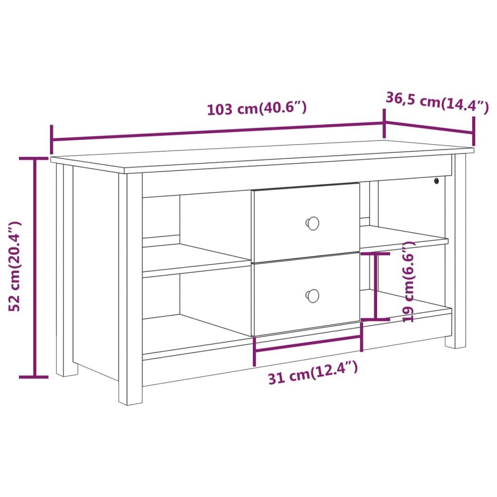 TV skapis, medus brūns, 103x36,5x52cm, priede cena un informācija | TV galdiņi | 220.lv