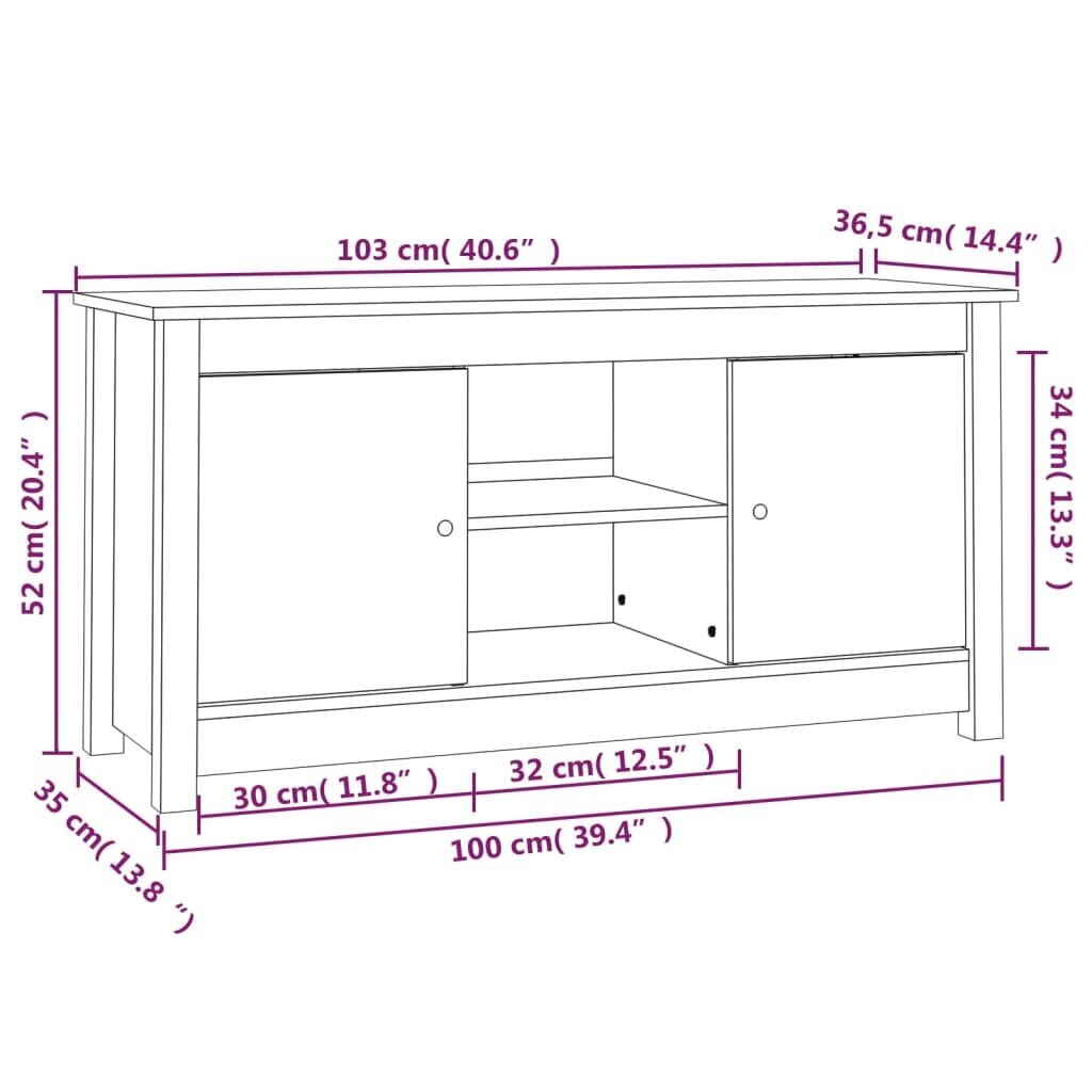 TV skapis, medus brūns, 103x36,5x52cm, priede cena un informācija | TV galdiņi | 220.lv