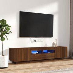 TV skapju komplekts ar LED, 2 daļas, brūns ozols, priede cena un informācija | TV galdiņi | 220.lv