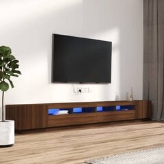 TV skapju komplekts ar LED, 3 daļas, brūns ozols, priede cena un informācija | TV galdiņi | 220.lv