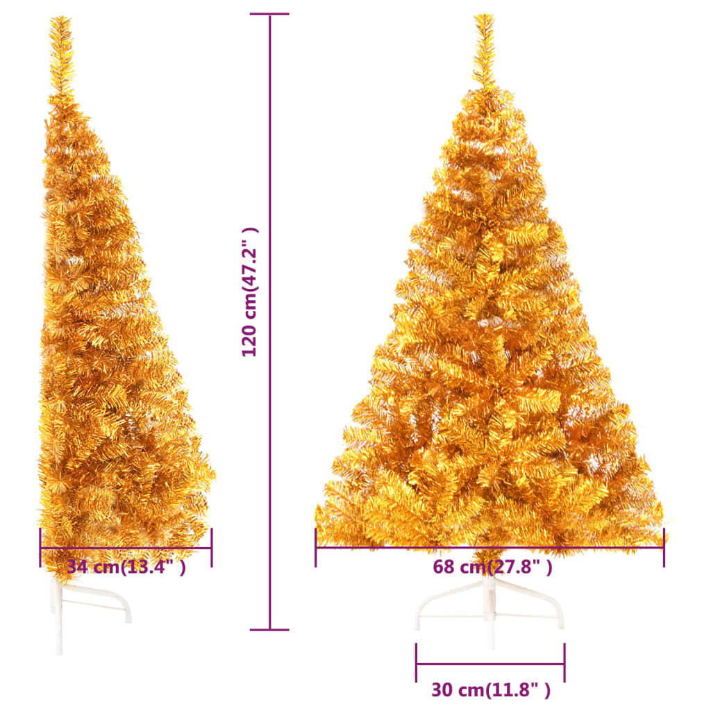 Mākslīgā puseglīte ar statīvu, 120cm, zelta cena un informācija | Mākslīgās egles, vainagi, statīvi | 220.lv