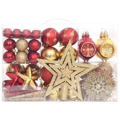 Ziemassvētku eglīšu rotājumi, 108gab., zelta un sarkans cena un informācija | Ziemassvētku dekorācijas | 220.lv