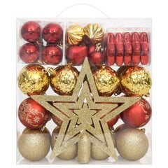 Ziemassvētku eglīšu rotājumi, 70gab., zelta un sarkans cena un informācija | Ziemassvētku dekorācijas | 220.lv