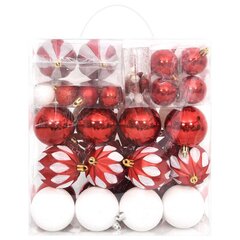 Ziemassvētku eglīšu rotājumi, 64gab., sarkans un balts cena un informācija | Ziemassvētku dekorācijas | 220.lv