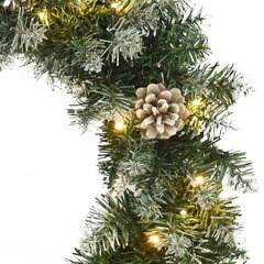 Ziemassvētku vainags ar LED lampiņām, 60 cm, 30 LED цена и информация | Искусственные елки | 220.lv