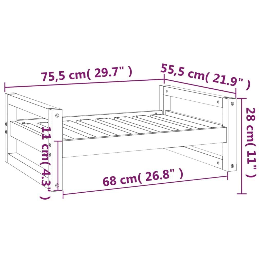 Gulta suņiem vidaXL, 75,5x55,5x28 cm, melns цена и информация | Suņu gultas, spilveni, būdas | 220.lv