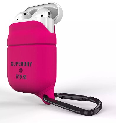 SuperDry ūdensizturīgs futrālis piemērots AirPods, rozā cena un informācija | Austiņu piederumi | 220.lv