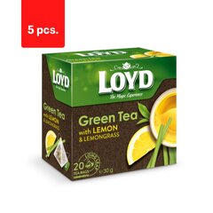 Aromatizēta zaļā tēja LOYD, ar citrona miziņām un citronzāli, 20 x 1,5g x 5 iepakojumi. цена и информация | Чай | 220.lv