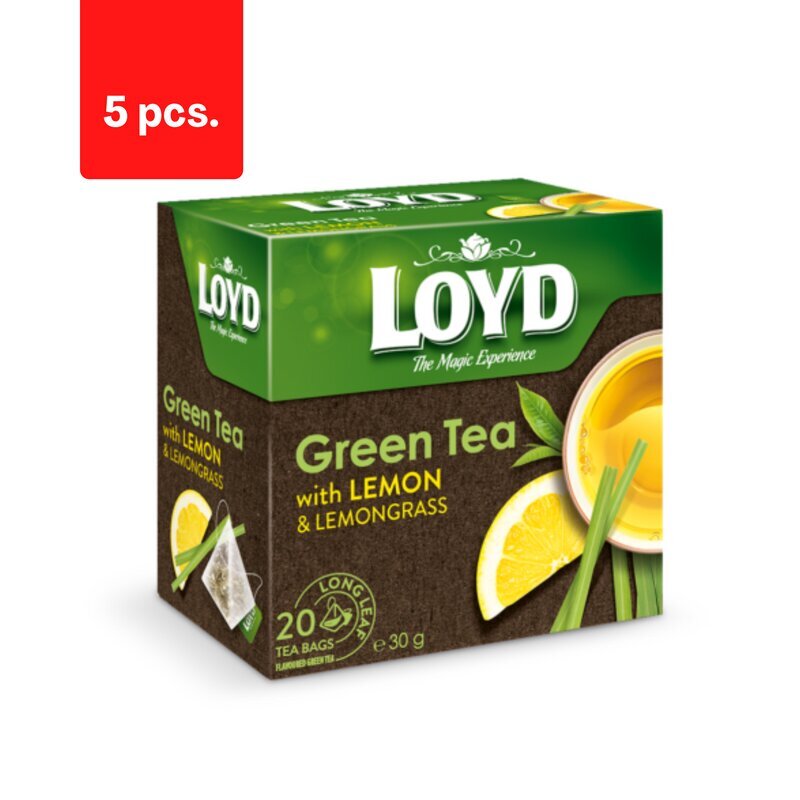 Aromatizēta zaļā tēja LOYD, ar citrona miziņām un citronzāli, 20 x 1,5g x 5 iepakojumi. cena un informācija | Tēja | 220.lv
