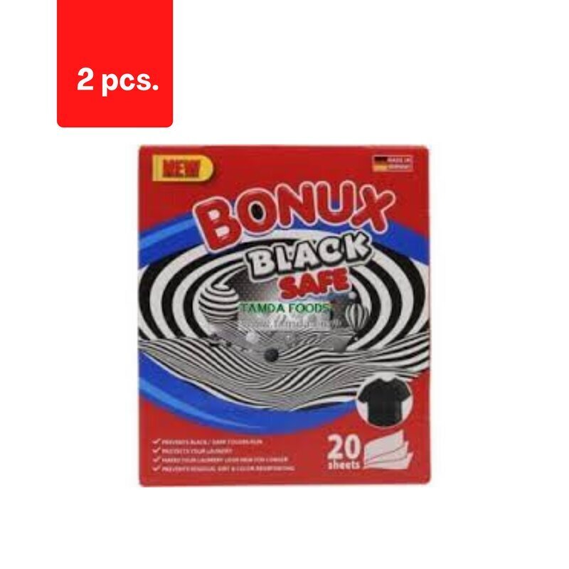 BONUX Black Safe salvetes, kas aiztur krāsu un netīrumus, 20 gab. x 2 iepakojums iepakojums цена и информация | Veļas mazgāšanas līdzekļi | 220.lv