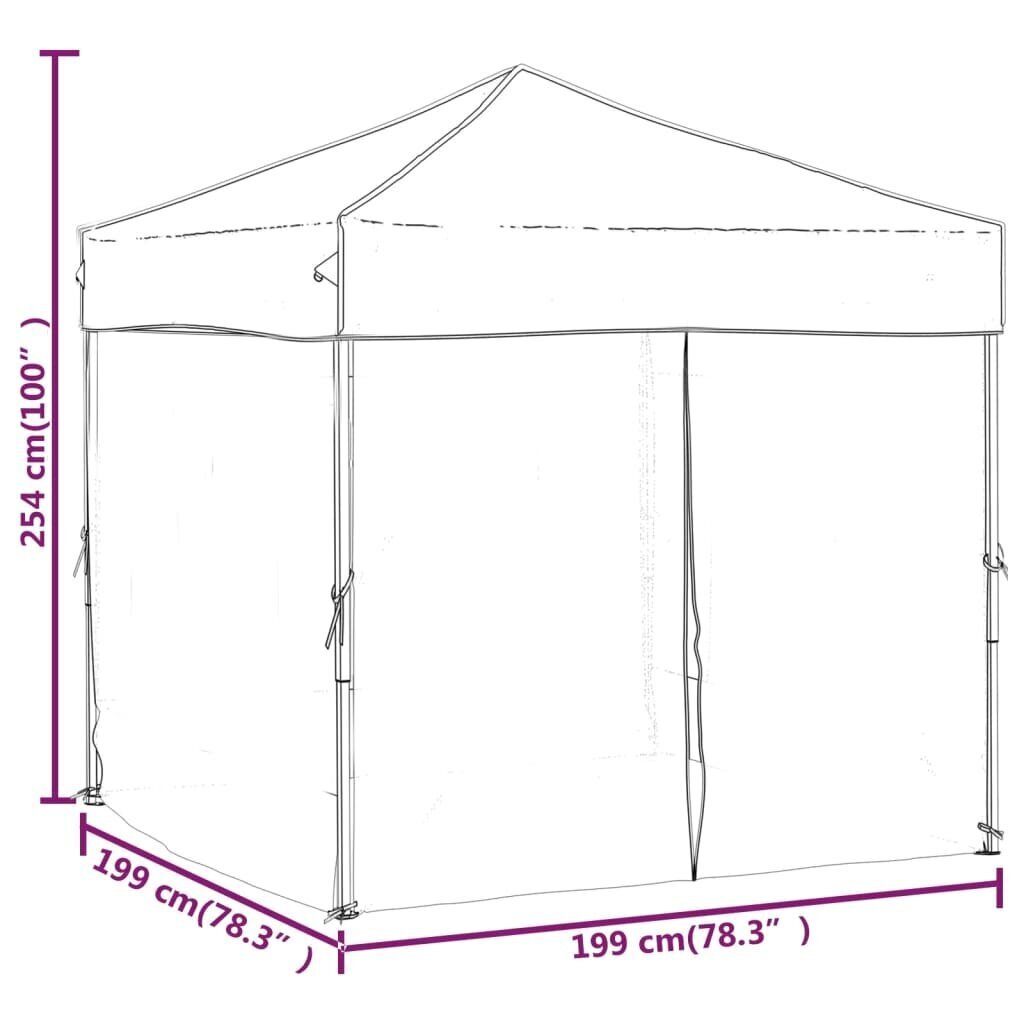 vidaXL saliekama nojume ar sienām, zila, 2x2 m цена и информация | Dārza nojumes un lapenes | 220.lv