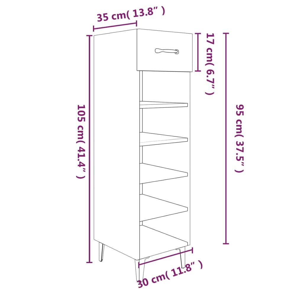 vidaXL apavu skapītis, melns, 30x35x105 cm, inženierijas koks cena un informācija | Apavu skapji, apavu plaukti, priekšnama soliņi | 220.lv