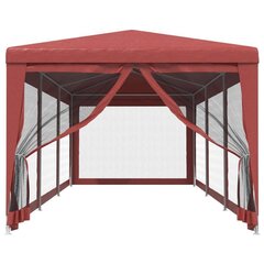Svinību telts ar 8 sietu sienām, sarkans, 3x9m, hdpe cena un informācija | Dārza nojumes un lapenes | 220.lv