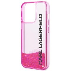 Karl Lagerfeld KLHCP14LLCKVF iPhone 14 Pro Liquid Glitter Elong Pink cena un informācija | Telefonu vāciņi, maciņi | 220.lv
