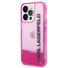 Karl Lagerfeld KLHCP14LLCKVF iPhone 14 Pro Liquid Glitter Elong Pink cena un informācija | Telefonu vāciņi, maciņi | 220.lv
