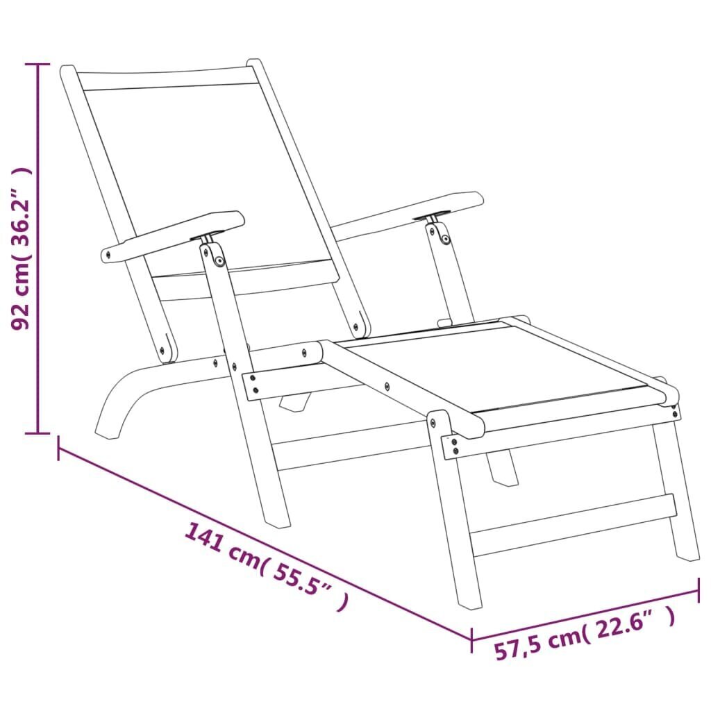 Āra terases krēsls, 2vnt., akācijas masīvkoks untekstilenas cena un informācija | Sauļošanās krēsli | 220.lv