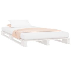 vidaXL gultas rāmis, balts, 90x190 cm, priedes masīvkoks, vienvietīgs cena un informācija | Gultas | 220.lv