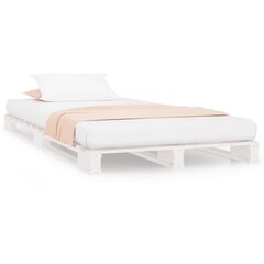 vidaXL gultas rāmis, balts, 90x190 cm, priedes masīvkoks, vienvietīgs cena un informācija | Gultas | 220.lv