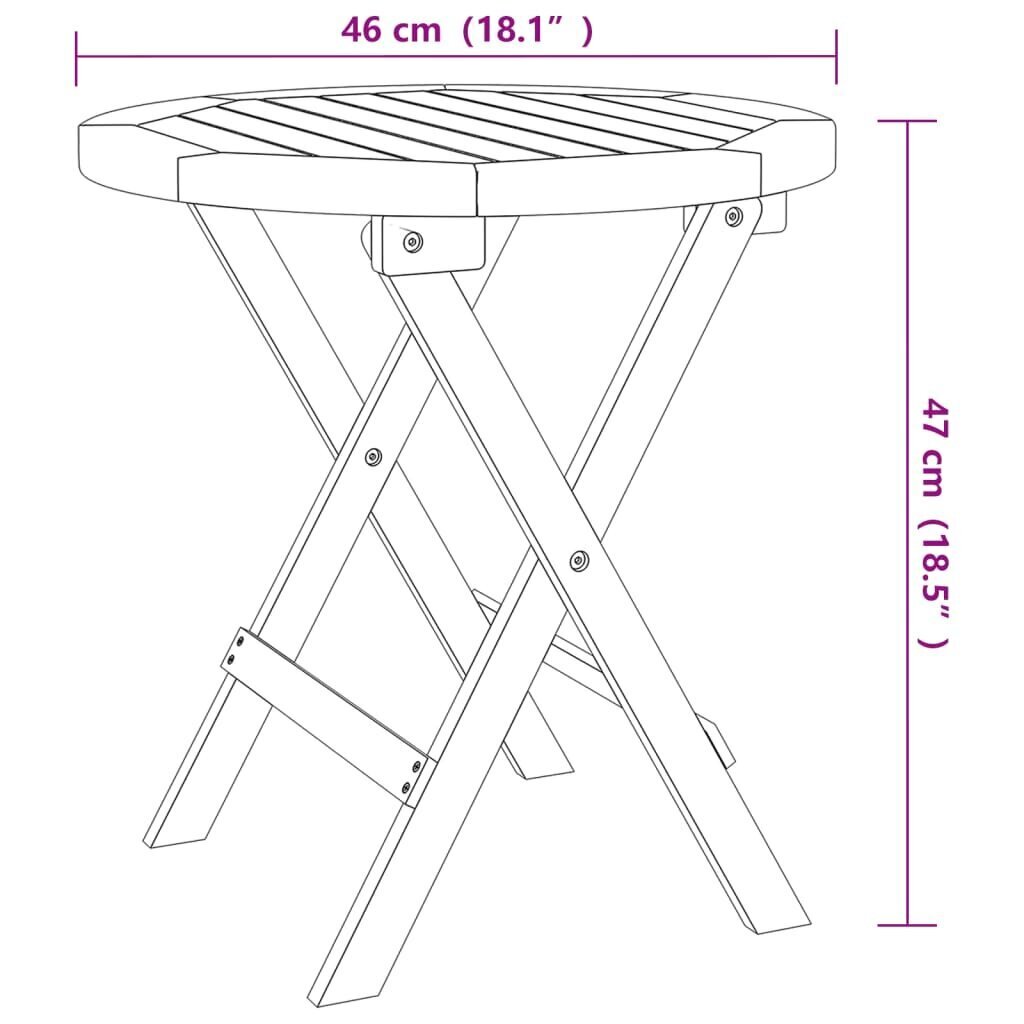 Bistro galds, 46x47cm, akacijos priedes masīvkoks cena un informācija | Dārza galdi | 220.lv