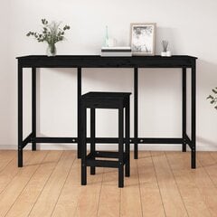 Bāra galds, melns, 180x80x110cm, priedes masīvkoks cena un informācija | Virtuves galdi, ēdamgaldi | 220.lv