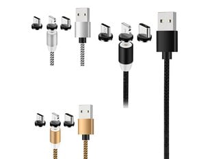 Magnētiskais kabelis 3in1 Usb-C, Micro USB, iPhone Lightning цена и информация | Кабели для телефонов | 220.lv