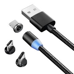 Магнитный кабель 3 в 1 Usb-C, Micro USB, Lightning цена и информация | Кабели для телефонов | 220.lv