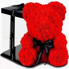 Puķu lācis ar sarkanām rozēm 25cm rožu ziedlapiņām cena un informācija | Mākslīgie ziedi | 220.lv