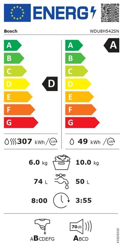 Bosch WDU8H542SN cena un informācija | Veļas mašīnas | 220.lv