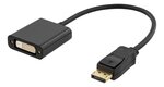 Deltaco DVI-I Single Link - DisplayPort, 1080p 60Hz, 0.2m, melns / DP-DVI14-K / 00110017