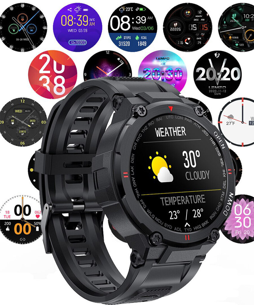 Vīriešu sporta viedpulkstenis k22 smartwatch цена и информация | Viedpulksteņi (smartwatch) | 220.lv