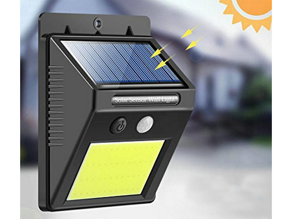 LED solārais sienas apgaismojums – prožektors ar saules baterijām- kustību un nakts sensors цена и информация | Āra apgaismojums | 220.lv
