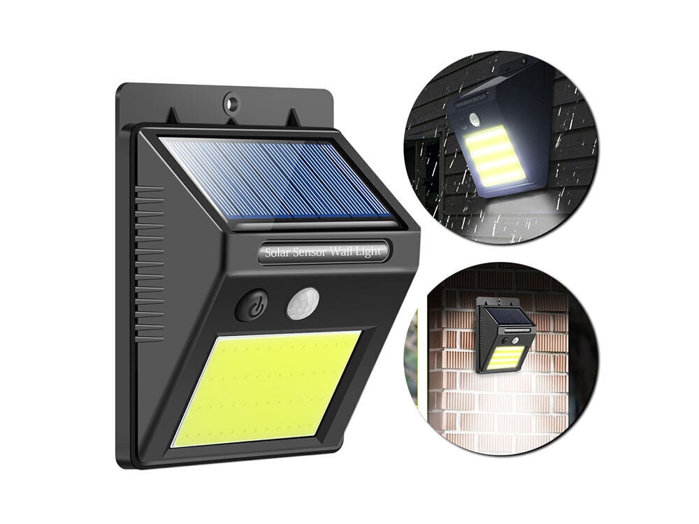 LED solārais sienas apgaismojums – prožektors ar saules baterijām- kustību un nakts sensors cena un informācija | Āra apgaismojums | 220.lv