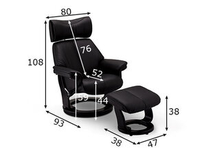 Кресло с пуфом Toledo, черное цена и информация | Кресла в гостиную | 220.lv