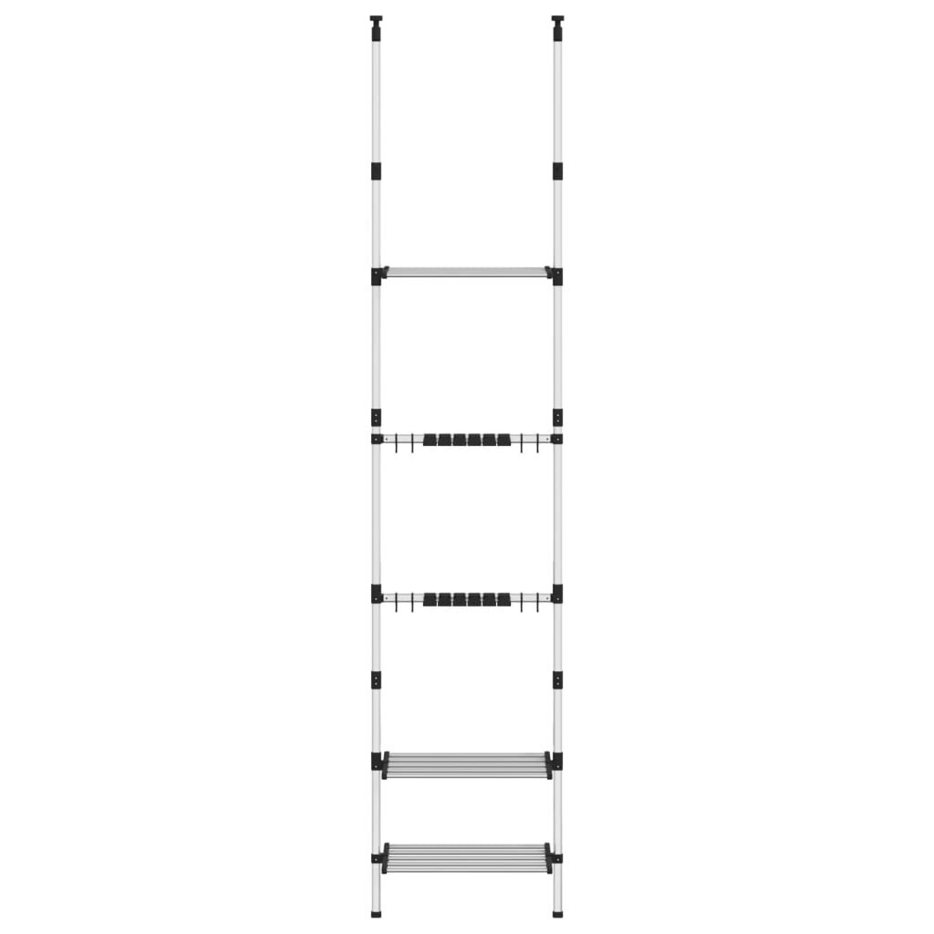 Statīvs dārzam ar plauktiem, 66x32x(250-300)cm, sudraba cena un informācija | Ziedu statīvi, puķu podu turētāji | 220.lv