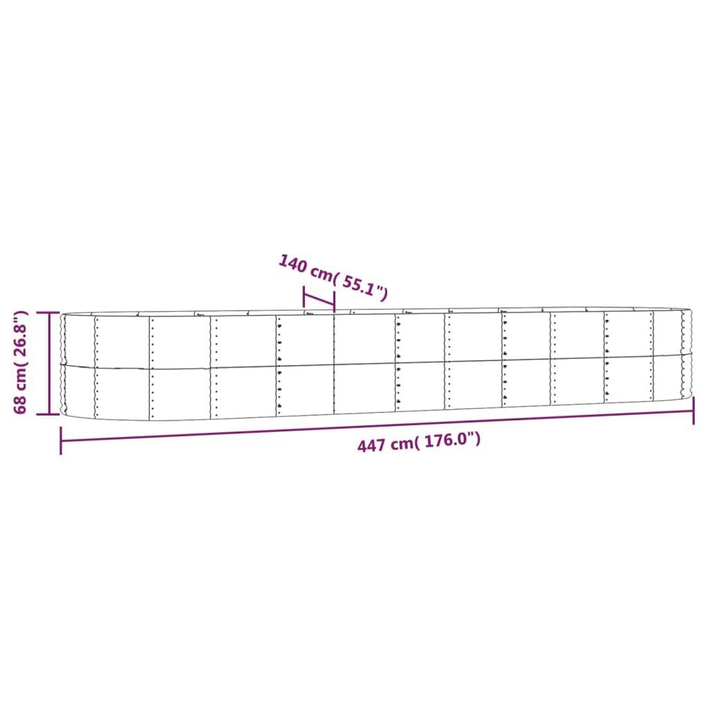 vidaXL dārza puķu kaste, 447x140x68 cm, brūns cena un informācija | Balkona kastes | 220.lv