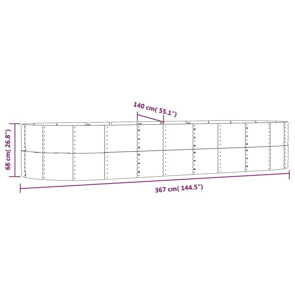 vidaXL dārza puķu kaste, 367x140x68 cm, pelēks cena un informācija | Balkona kastes | 220.lv