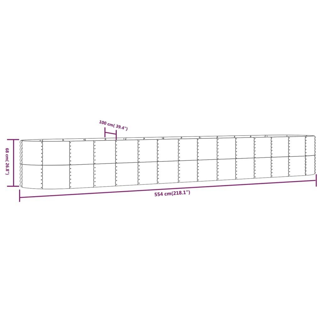 vidaXL puķu kaste, 554x100x68 cm, zaļš cena un informācija | Balkona kastes | 220.lv